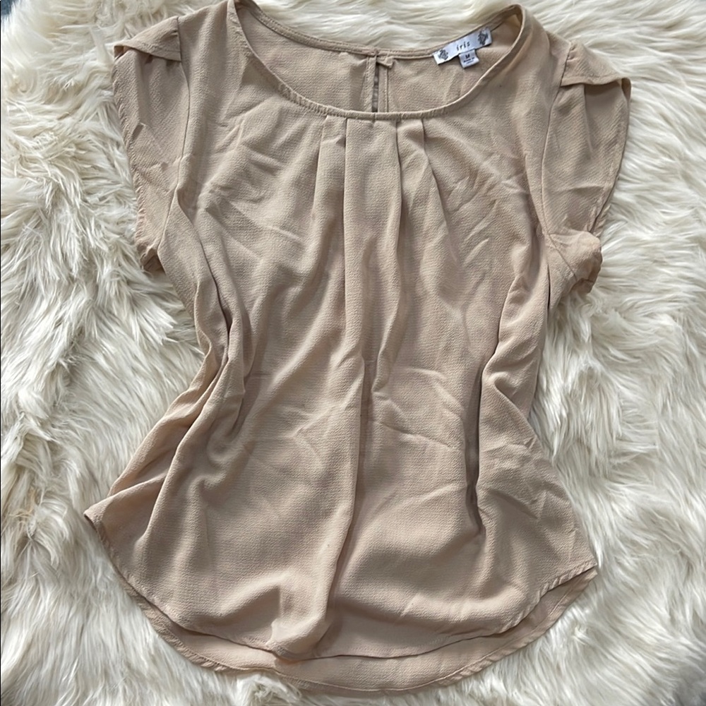 Iris Beige Cap Sleeve Blouse